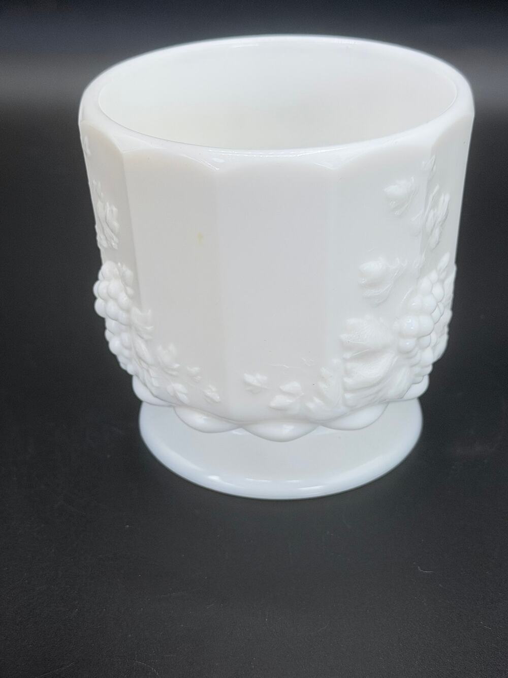 Vintage Westmoreland Paneled Grape Milk Glass Open Sugar Bowl White Footed